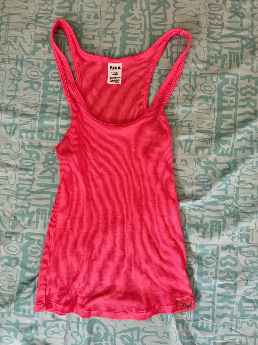 PINK Victoria's Secret Ribbed Scoop Tank - Neon Pink